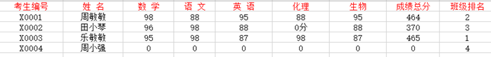 智慧查分成绩表数据